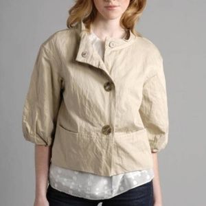 Vince Women's Beige Cropped Large Button Swing Puff Blazer Jacket Smal